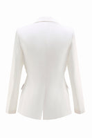 Laden Sie das Bild in den Galerie-Viewer, Weiße 2-teilige Business-Anzüge mit gerafftem Revers und Schärpe