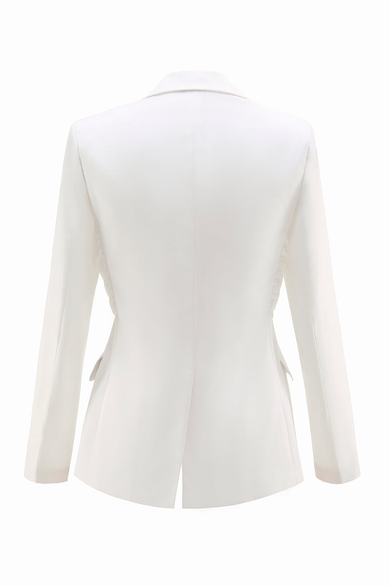 Laden Sie das Bild in den Galerie-Viewer, Weiße 2-teilige Business-Anzüge mit gerafftem Revers und Schärpe