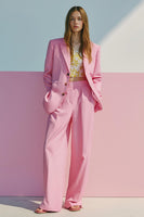 Laden Sie das Bild in den Galerie-Viewer, Rosa Einreihige 2-teilige Satin Ballanzüge mit Taschen