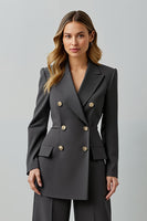 Laden Sie das Bild in den Galerie-Viewer, Dunkelgraue 2-teilige Zweireihige Business-Anzüge mit Spitzrevers