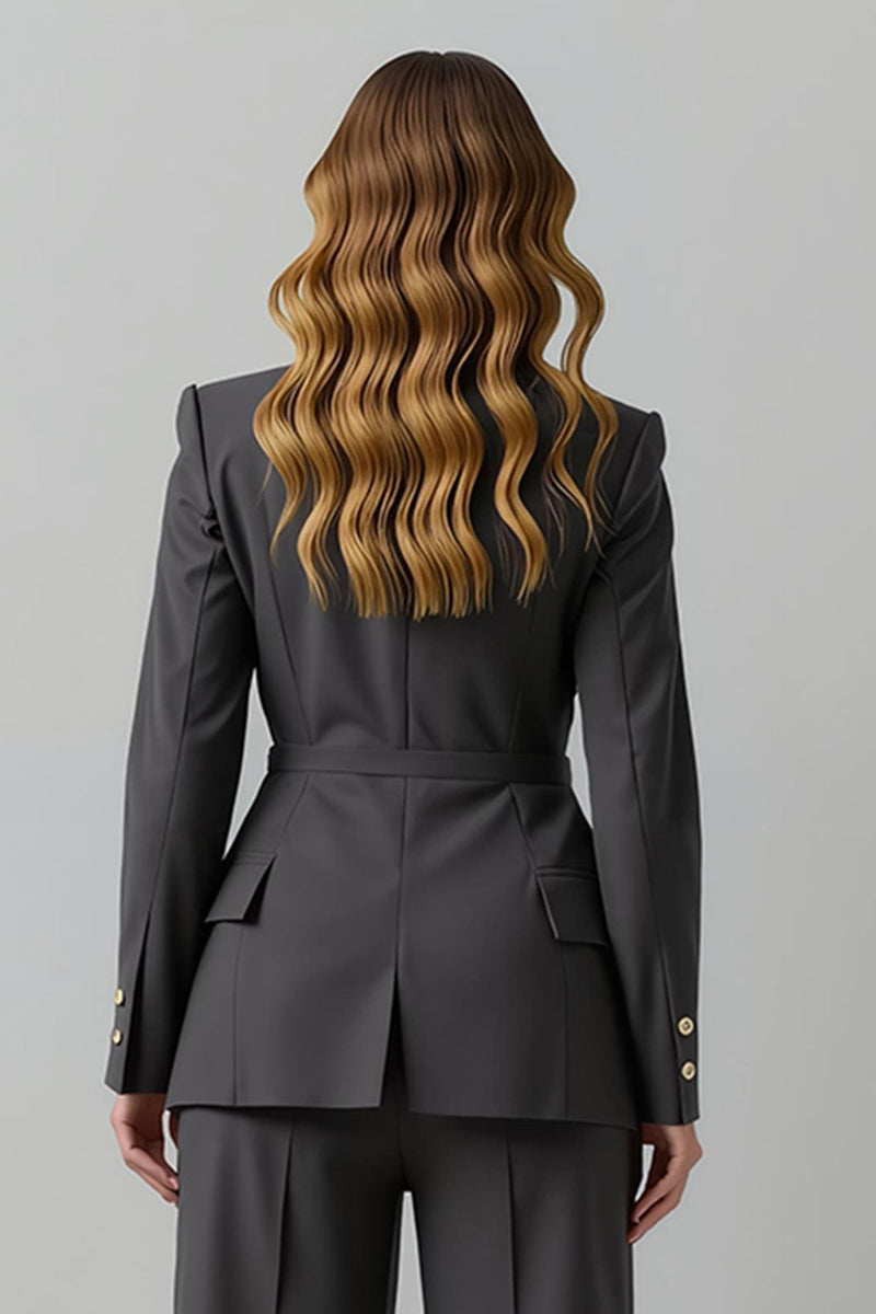 Laden Sie das Bild in den Galerie-Viewer, Dunkelgraue 2-teilige Zweireihige Business-Anzüge mit Spitzrevers