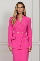 Laden Sie das Bild in den Galerie-Viewer, Meerjungfrau 2-teiliges Business Casual Kleid mit Spitzrevers in Fuchsia