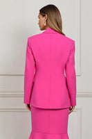 Laden Sie das Bild in den Galerie-Viewer, Meerjungfrau 2-teiliges Business Casual Kleid mit Spitzrevers in Fuchsia