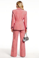 Laden Sie das Bild in den Galerie-Viewer, Rot Karierte 2-teilige Business Anzüge mit gekerbtem Revers