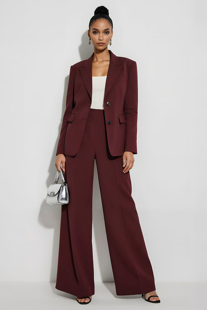 Laden Sie das Bild in den Galerie-Viewer, Burgundy 2-teilige Einreihige Business Anzüge mit Spitzrevers