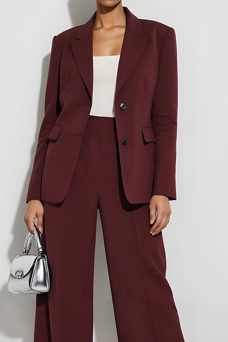 Laden Sie das Bild in den Galerie-Viewer, Burgundy 2-teilige Einreihige Business Anzüge mit Spitzrevers