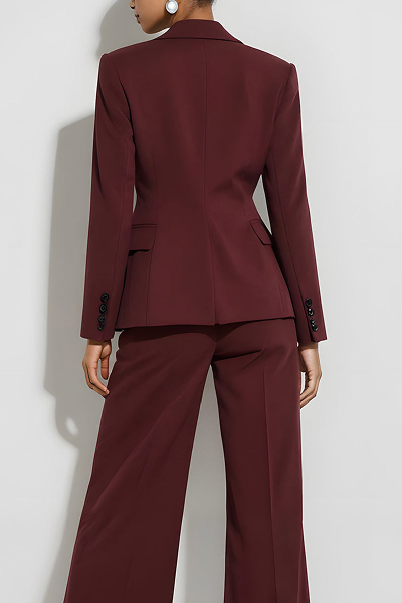 Laden Sie das Bild in den Galerie-Viewer, Burgundy 2-teilige Einreihige Business Anzüge mit Spitzrevers