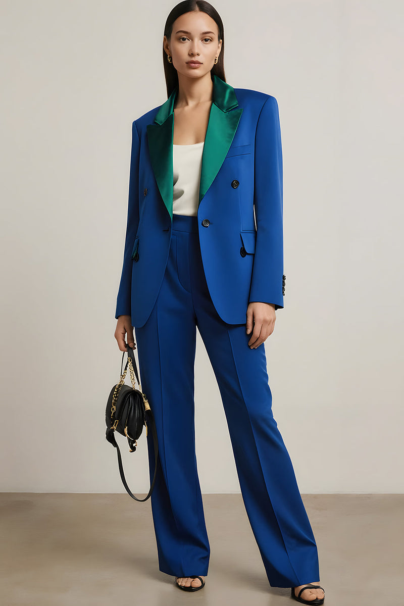 Laden Sie das Bild in den Galerie-Viewer, Königsblaue 2-teilige Business Anzüge mit Spitzrevers und einem Knopf