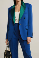 Laden Sie das Bild in den Galerie-Viewer, Königsblaue 2-teilige Business Anzüge mit Spitzrevers und einem Knopf