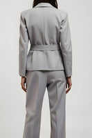 Laden Sie das Bild in den Galerie-Viewer, Graue 2-teilige Damenanzüge mit gekerbtem Revers und V-Ausschnitt