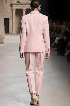Rosa Gekerbtes Revers 2-teilige Damenanzüge mit Ärmeln