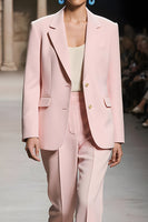 Laden Sie das Bild in den Galerie-Viewer, Rosa Gekerbtes Revers 2-teilige Damenanzüge mit Ärmeln