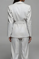 Laden Sie das Bild in den Galerie-Viewer, Grauer Gekerbter Reversgürtel 2-teilige Damenanzüge mit Ärmeln