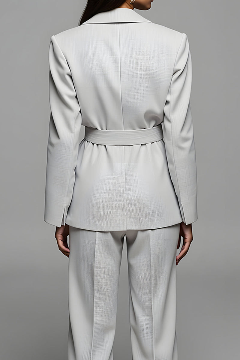 Laden Sie das Bild in den Galerie-Viewer, Grauer Gekerbter Reversgürtel 2-teilige Damenanzüge mit Ärmeln