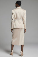 Laden Sie das Bild in den Galerie-Viewer, Peak Revers Etui Champagner Ein Knopf Damen Anzüge mit Schlitz