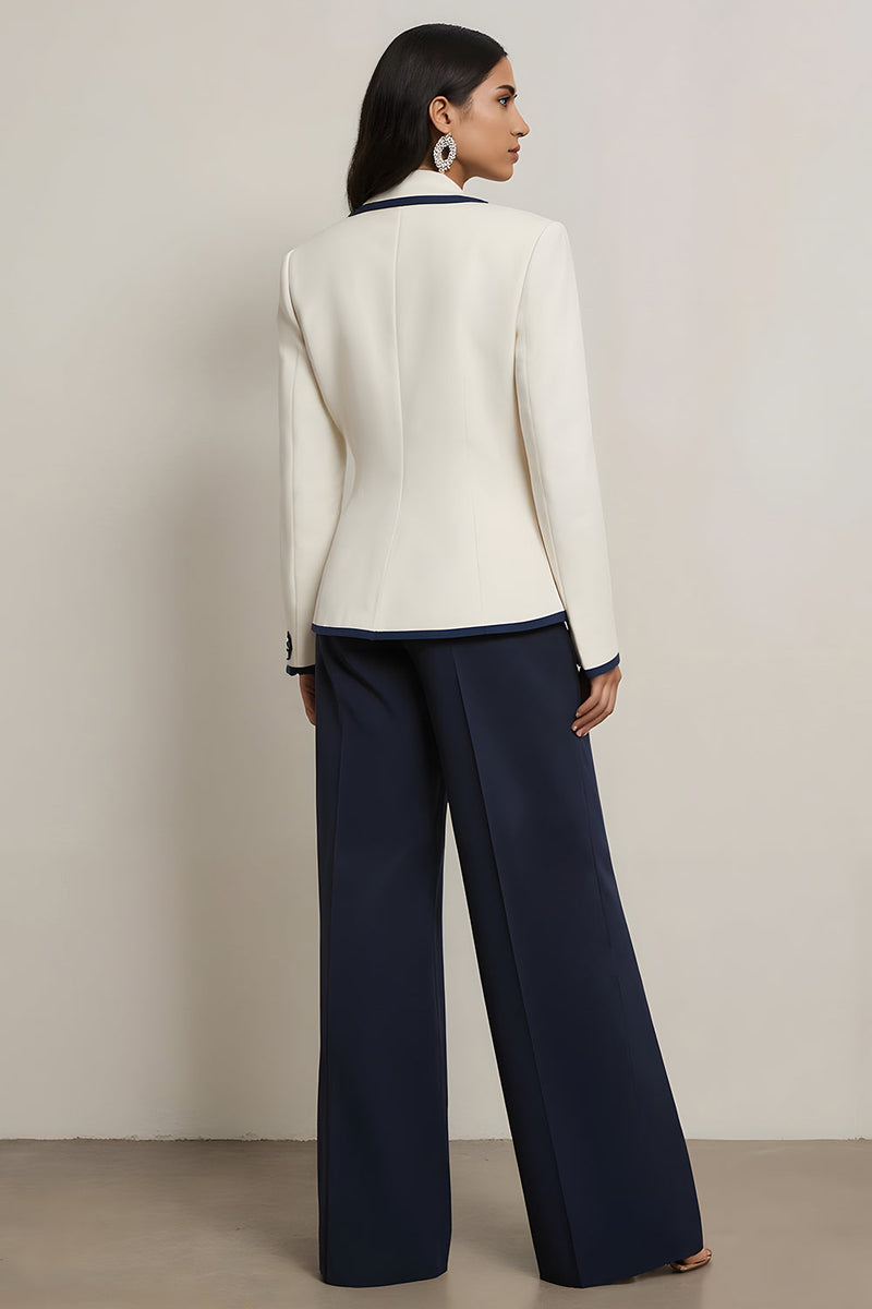 Laden Sie das Bild in den Galerie-Viewer, Weiß Blau Peak Revers Ein Knopf 2 Stück Damen Anzüge