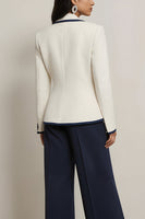 Laden Sie das Bild in den Galerie-Viewer, Weiß Blau Peak Revers Ein Knopf 2 Stück Damen Anzüge