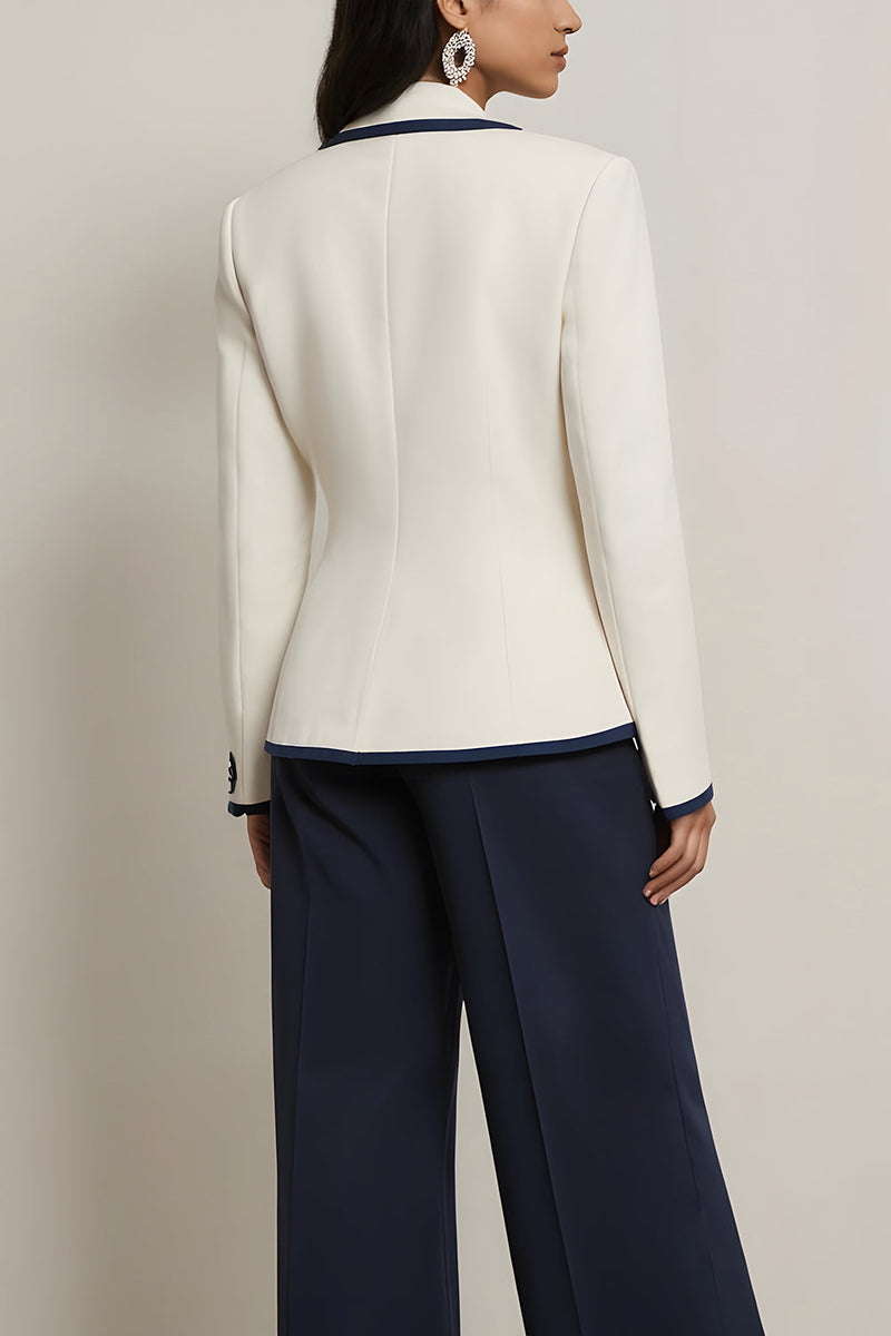 Laden Sie das Bild in den Galerie-Viewer, Weiß Blau Peak Revers Ein Knopf 2 Stück Damen Anzüge