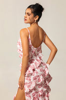 Laden Sie das Bild in den Galerie-Viewer, Langes Etui Hochzeitsgastkleid mit Blumen und Schlitz