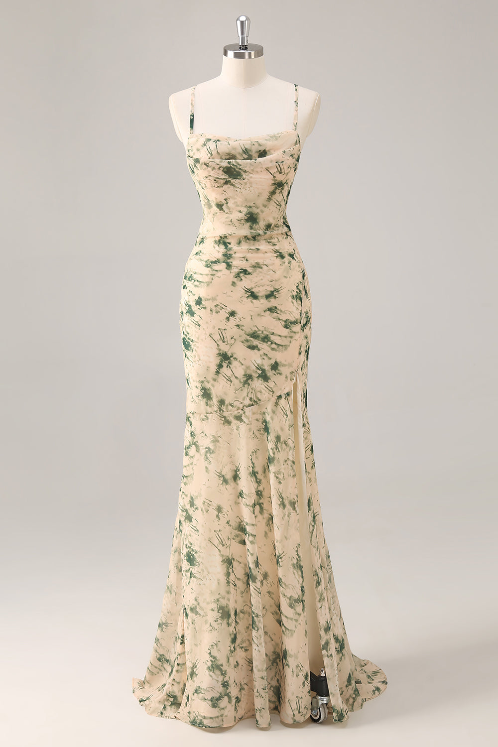 Champagner Blume Meerjungfrau Brautjungfernkleid mit Schlitz