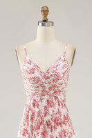 Laden Sie das Bild in den Galerie-Viewer, Blush Blume Plissee A Linie Spaghettiträger Hochzeitsgastkleid