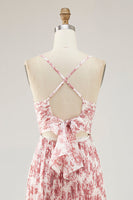 Laden Sie das Bild in den Galerie-Viewer, Blush Blume Plissee A Linie Spaghettiträger Hochzeitsgastkleid