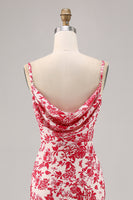 Laden Sie das Bild in den Galerie-Viewer, Blaue Blume Wasserfall Ausschnitt Meerjungfrau Langes Hochzeitsgastkleid