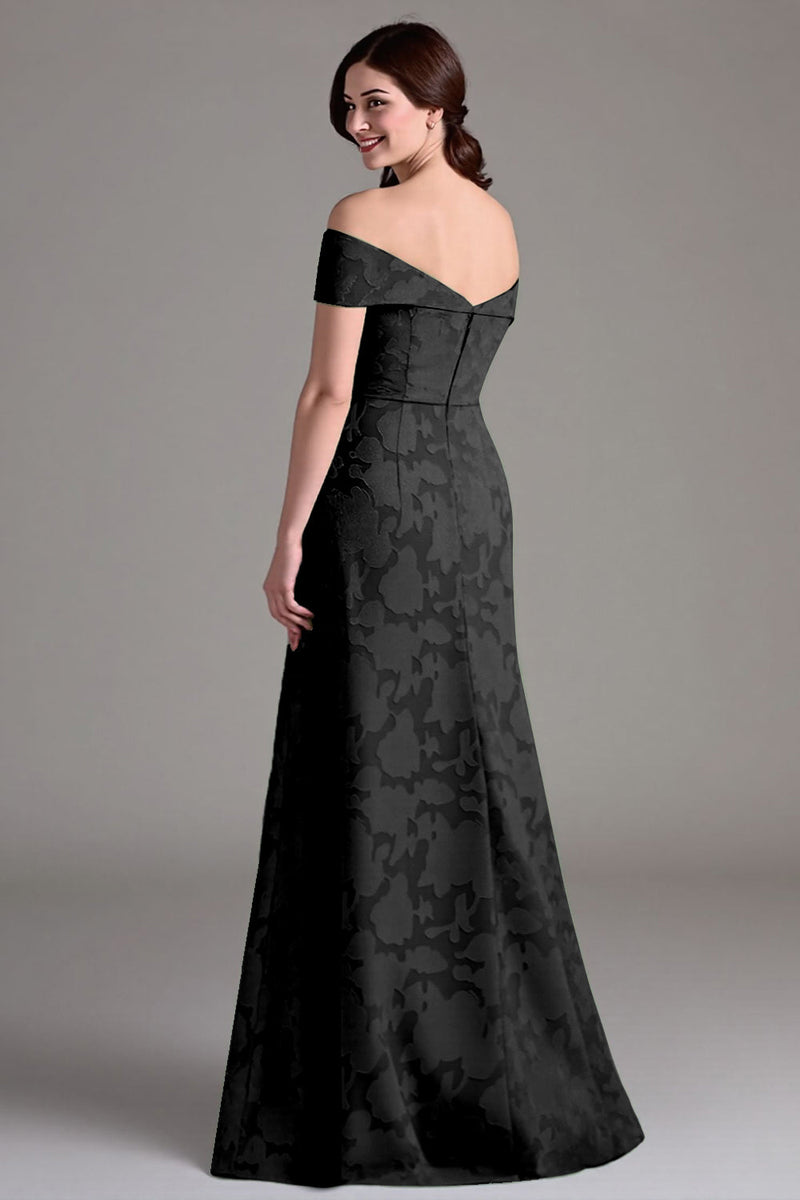 Laden Sie das Bild in den Galerie-Viewer, Salbeigrünes Schulterfreies Blumenmuster A-Linie Langes Chorkleid