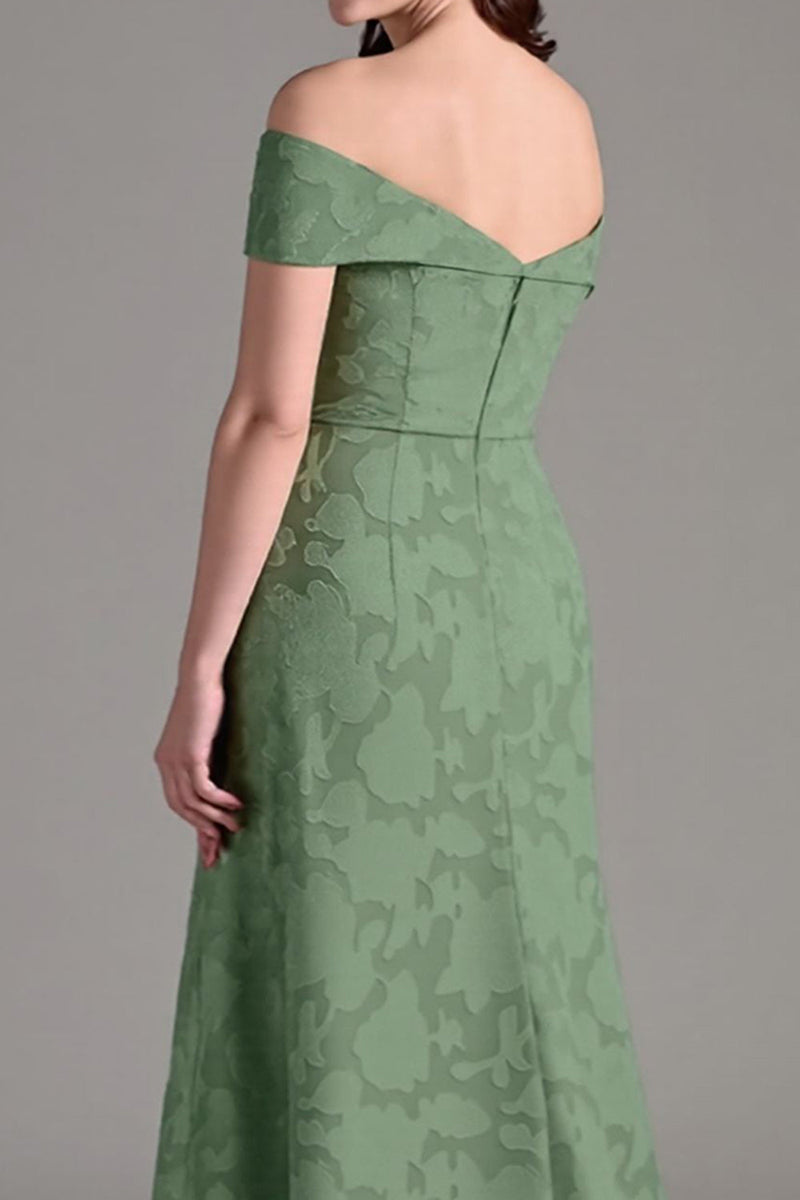 Laden Sie das Bild in den Galerie-Viewer, Eukalyptus A-Linie Schulterfreies Langes Brautjungfernkleid