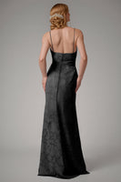 Laden Sie das Bild in den Galerie-Viewer, Staubblaues Etui Brautjungfernkleid mit Spaghettiträgern und Schlitz