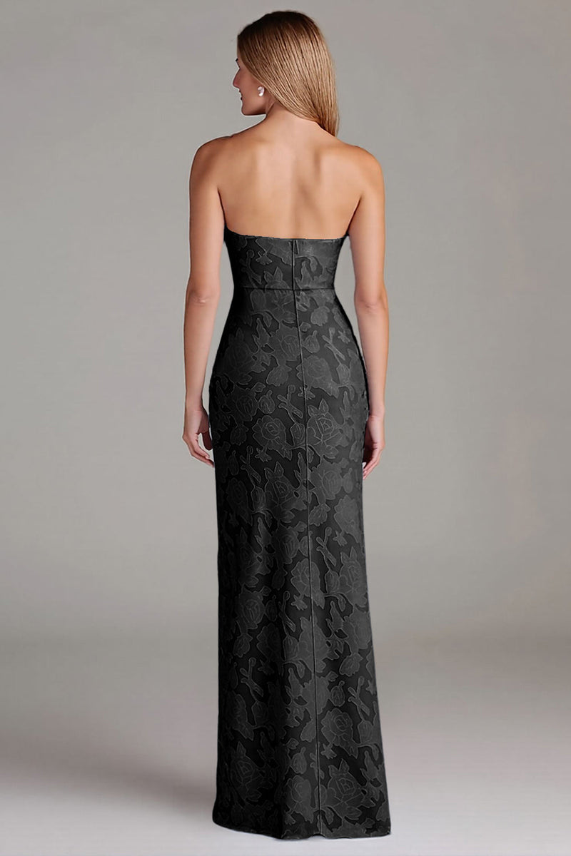 Laden Sie das Bild in den Galerie-Viewer, Trägerloses Etui Staubblaues Langes Brautjungfernkleid