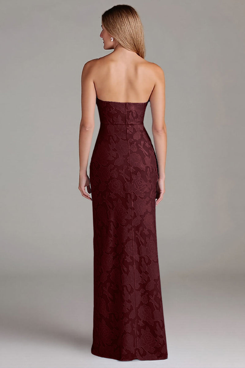 Laden Sie das Bild in den Galerie-Viewer, Trägerloses Etui Staubblaues Langes Brautjungfernkleid