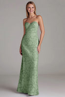 Laden Sie das Bild in den Galerie-Viewer, Trägerloses Etui Staubblaues Langes Brautjungfernkleid