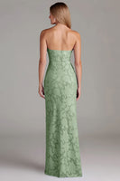 Laden Sie das Bild in den Galerie-Viewer, Trägerloses Etui Staubblaues Langes Brautjungfernkleid