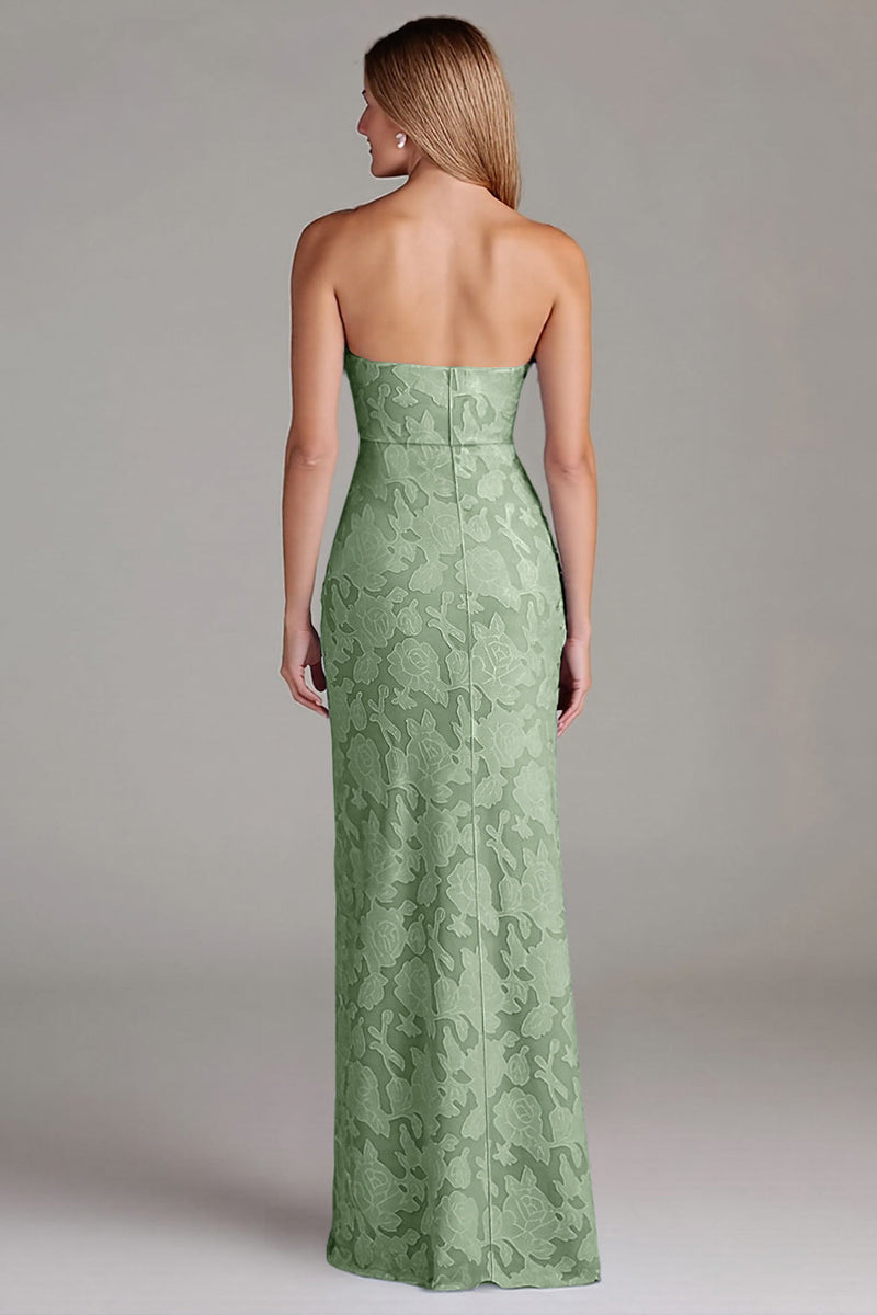 Laden Sie das Bild in den Galerie-Viewer, Trägerloses Etui Staubblaues Langes Brautjungfernkleid