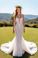 Laden Sie das Bild in den Galerie-Viewer, Meerjungfrau Korsett Elfenbein Brautkleid aus Spitze mit V-Ausschnitt