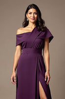 Laden Sie das Bild in den Galerie-Viewer, Schwarzes Schulterfreies Kleid der Brautmutter mit Schlitz