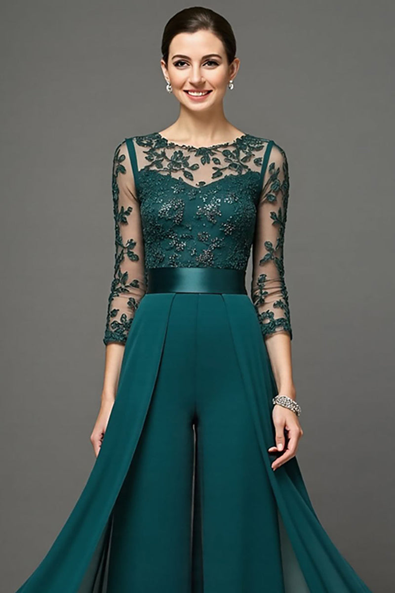 Laden Sie das Bild in den Galerie-Viewer, Marineblauer langer Jumpsuit für die Brautmutter mit Luftschlange