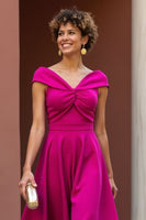 Laden Sie das Bild in den Galerie-Viewer, Fuchsia Schulterfreies A Linie Mutter der Braut Kleid
