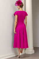 Laden Sie das Bild in den Galerie-Viewer, Burgundy Kleid für die Mutter der Braut in A-Linie mit Blumenmuster