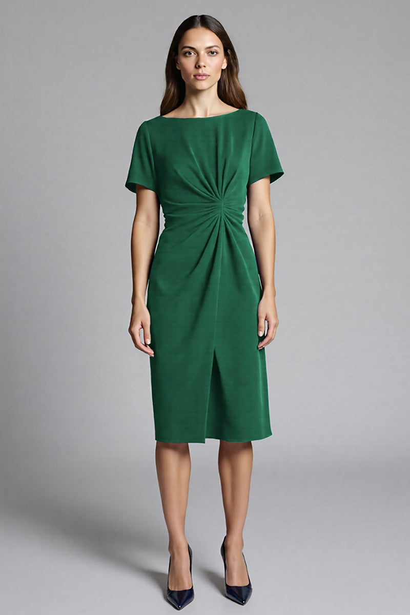 Laden Sie das Bild in den Galerie-Viewer, Marineblaues Midi Etuikleid mit Rüschen