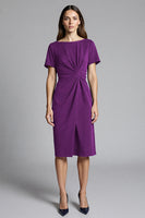 Laden Sie das Bild in den Galerie-Viewer, Marineblaues Midi Etuikleid mit Rüschen