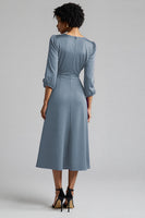 Laden Sie das Bild in den Galerie-Viewer, A Linie Pflaume Midi Arbeitskleid mit Rüschen