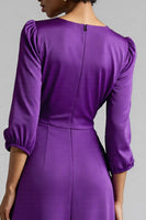 Laden Sie das Bild in den Galerie-Viewer, A Linie Pflaume Midi Arbeitskleid mit Rüschen