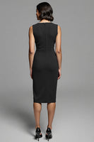 Laden Sie das Bild in den Galerie-Viewer, Graues Midi Arbeitskleid mit Rüschen und Schlitz