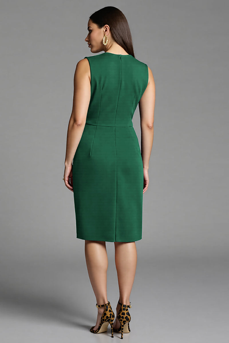 Laden Sie das Bild in den Galerie-Viewer, Marineblaues Midi Arbeitskleid mit V-Ausschnitt und Schärpe