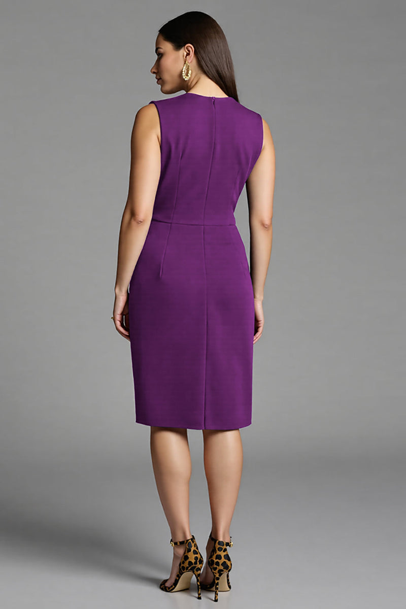 Laden Sie das Bild in den Galerie-Viewer, Marineblaues Midi Arbeitskleid mit V-Ausschnitt und Schärpe