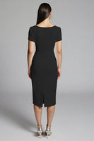 Laden Sie das Bild in den Galerie-Viewer, Beige Perlenbesetztes Etui Arbeitskleid mit Rüschen