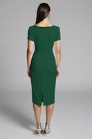 Laden Sie das Bild in den Galerie-Viewer, Beige Perlenbesetztes Etui Arbeitskleid mit Rüschen