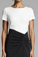 Laden Sie das Bild in den Galerie-Viewer, Schwarzes Asymmetrisches Arbeitskleid mit Rüschen und Schlitz